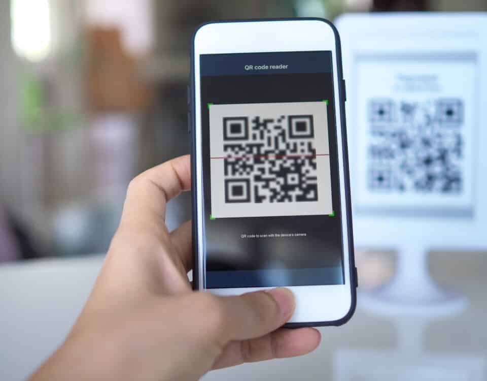 scanning QR code for entrance